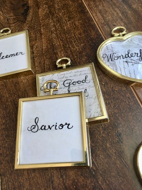 Diy Names Of Jesus Ornaments, Names Of Christ Ornaments, Names Of Jesus Ornaments, Jesus Ornaments, Diy Tree Ornaments, Christ Christmas, Advent Crafts, Names Of Christ, Wonderful Counselor