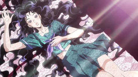 Yukako Lays Down | JoJo's Bizarre Adventure | Know Your Meme Yukako Yamagishi, Diamond Is Unbreakable, Side Character, Cinderella Story, Jojo's Bizarre Adventure, Helix, Cinderella, High School, Hair