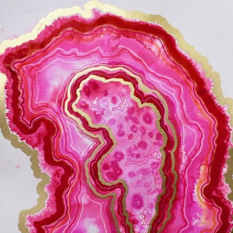 Agate Painting, Monochrome Drawing, National Pink Day, Pink Monochrome, Pink Geode, Agate Art, Crystal Aesthetic, Geode Art, Pink Day