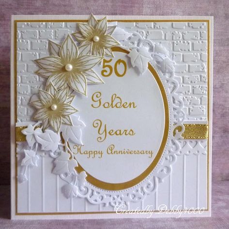 Golden Wedding Cards Handmade, Golden Wedding Anniversary Cards, 50th Anniversary Card, Golden Anniversary Cards, Golden Wedding Anniversary Card, Umbrella Cards, 50th Anniversary Cards, 50 Anniversary, Happy 50th Anniversary