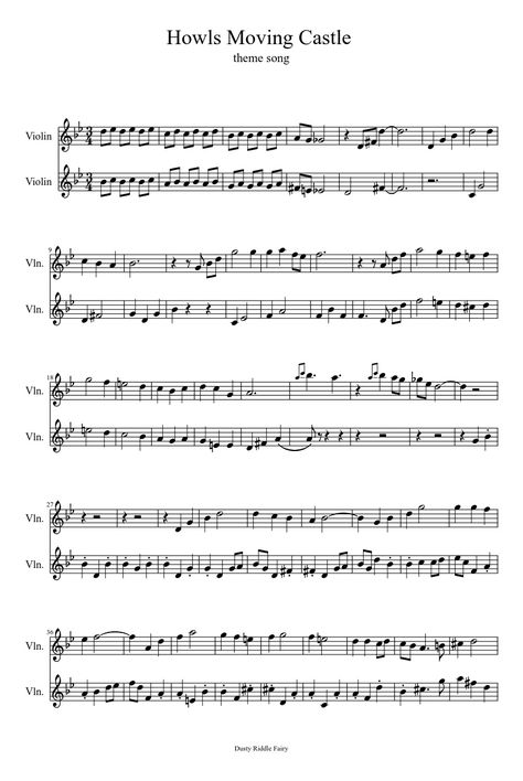 Howls Moving Castle Piano Sheet Music, Howls Moving Castle Violin, Anime Sheet Music, Beginner Violin Sheet Music, Unfinished Symphony, Easy Violin Sheet Music, Free Violin Sheet Music, Viola Music, Viola Sheet Music