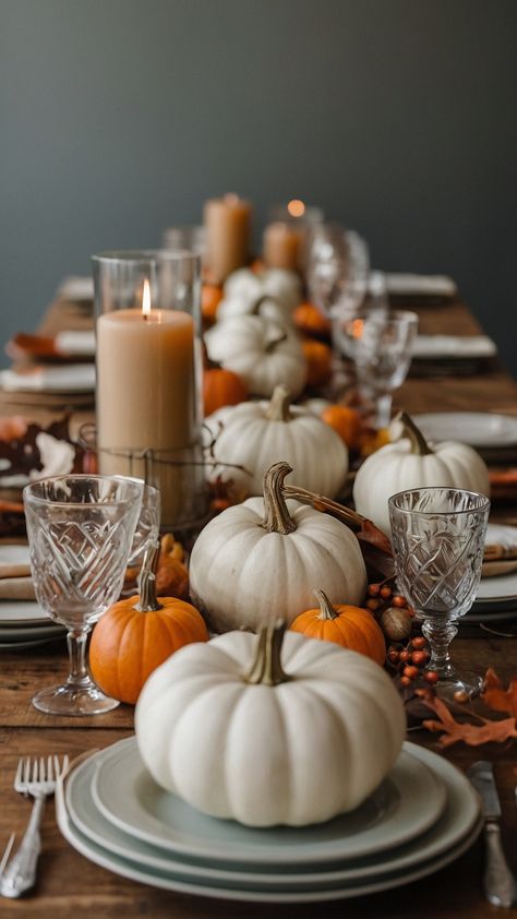 Create a cozy and inviting atmosphere with our fall table settings inspiration Explore autumn rustic and elegant wedding decor ideas for your upcoming event From round table settings to dollar tree crafts elevate your autumn dinner and dining room with beautiful and casual touches Autumn Dining Room, Round Table Settings, Modern Fall Decor Ideas, Autumn Ambiance, Natural Fall Decor, Modern Fall Decor, Fall Dining Room, Unique Table Settings, Autumn Dining