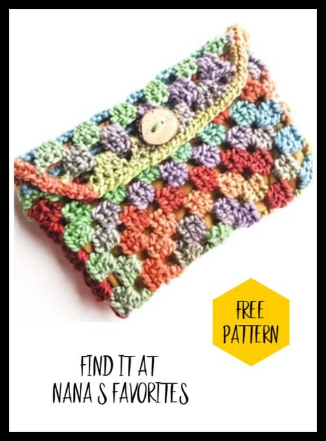 Granny Square Clutch, Wallet Pattern Free, Granny Square Purse, Granny Square Projects, Crochet Clutch Bags, Crochet Granny Square Afghan, Clutch Pattern, Yarn Ideas, Square Purse