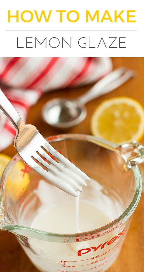 How To Make Lemon Glaze -- a simple lemon glaze recipe that's perfect for topping your favorite quick bread or bundt cake recipe! | unsophisticook.com Lemon Glaze Icing, Glazed Icing Recipe, Lemon Butter Cake, Bundt Cake Glaze, Lemon Glaze Cake, Lemon Glaze Recipe, Pound Cake Glaze, Lemon Blueberry Bundt Cake, Lemon Bundt Cake Recipe