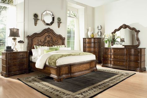 Wayfair Bedroom Furniture, Cherry Wood Bedroom Furniture, Cherry Wood Bedroom, Wayfair Bedroom, Traditional Bedroom Design, King Upholstered Bed, Wood Bedroom Furniture, Queen Panel Beds, Bedroom Photos