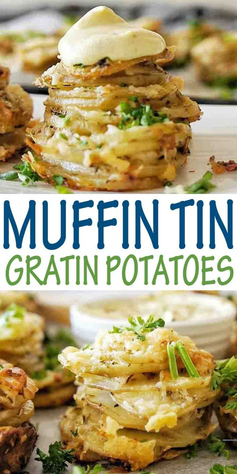 Muffin Tin Potatoes, Potatoes Gratin, Tornado Potato, Creamy Scalloped Potatoes, Scalloped Potato, Potato Stacks, Gratin Potatoes, Potato Muffins, Side Items