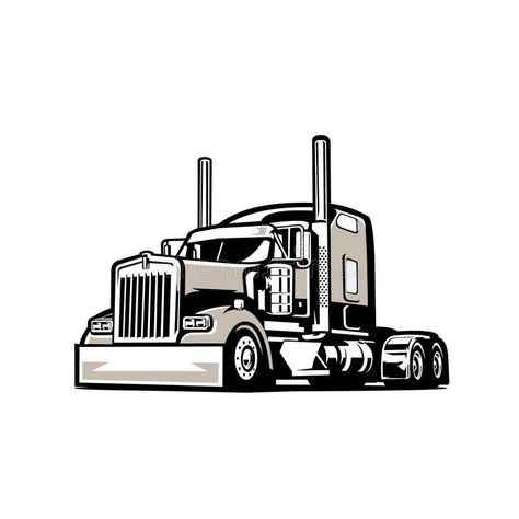 Semi Truck Illustration, Transport Truck Tattoo, Small Semi Truck Tattoo, Semi Truck Logo Design Ideas, Trucking Logo Design Ideas, Semi Truck Tattoo, Trucker Tattoo, Master Truck, Azteca Tattoo