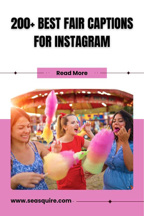 Make your fair photos pop with 200+ Instagram-ready captions! Perfect for county fairs, state fairs, carnival rides, and renaissance festivals. Includes cute couple captions, funny fair quotes, short & sweet options, and photo tips. Whether you're enjoying cotton candy, Ferris wheel rides, or funnel cakes, find the perfect words for your memories! #FairCaptions #CarnivalCaptions #FairSeason #CountyFair #StateFair 🎪✨ Cute Couple Captions, Carnival Pics, State Fairs, Fair Quotes, Couple Captions, Fair Photos, Unique Captions, Captions For Couples, Carnival Lights