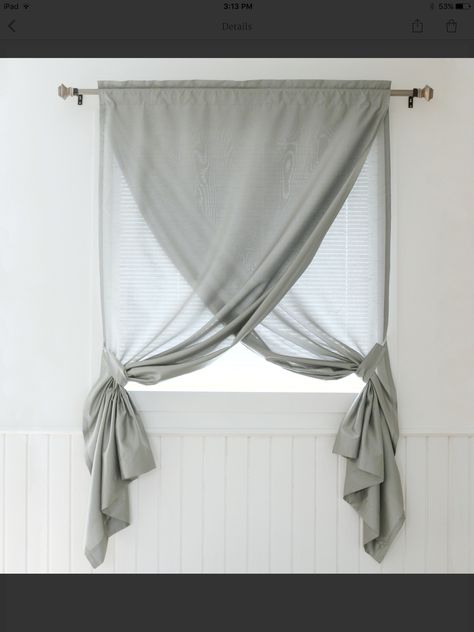 Small Window Treatments, Farmhouse Window Treatments, Bathroom Window Curtains, Bathroom Window Treatments, Small Window Curtains, Blinds Design, Bathroom Window, Plain Curtains, No Sew Curtains