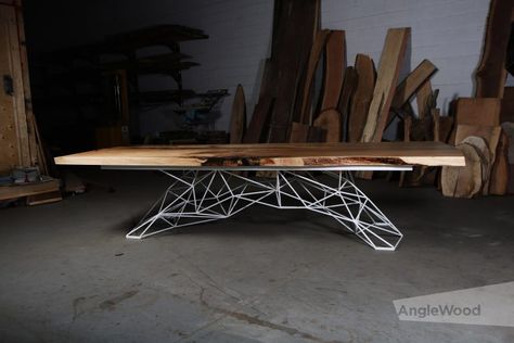 Industrial Style Table, Wood Resin Table, Welded Furniture, Wood Table Design, Rubio Monocoat, Geometric Table, Industrial Design Furniture, Metal Furniture Design, Live Edge Dining Table