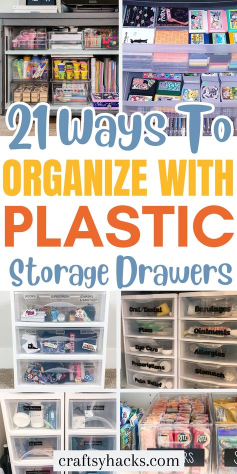 Small Plastic Drawers Organizing Ideas, Label Ideas For Storage Bins, Plastic Storage Drawers Makeover Diy, Sterilite Storage Ideas, Stackable Storage Bins Ideas, Stackable Drawer Organizers, Plastic Lid Storage Ideas, Storage Drawers Plastic Organizing Ideas, Clear Bin Organization