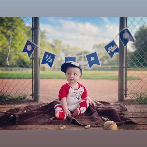 Half Way To First, 6 Month Baby Picture Ideas Boy, Half Birthday Baby, Half Birthday Party, Baby Boy Baseball, 6 Month Baby Picture Ideas, 2nd Birthday Photos, Baby Milestones Pictures, 2nd Birthday Boys