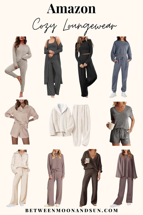 Discover 34 cute and cozy loungewear sets from Amazon. The perfect balance of comfy and stylish outfits for working from home, having a self-care weekend in, or just for relaxing after a stressful day. Embrace the soft fabric and get cozy! #LoungeWear #CozyOutfits #LoungwearSets #LoungeOutfit Comfy Lounge Outfits, Winter Lounge Outfit, Home Lounge Outfit, Stylish Loungewear Outfit, Chic Loungewear Outfits, Fall Boot Trend, Lounge Outfits, Stylish Loungewear, Cozy Outfits