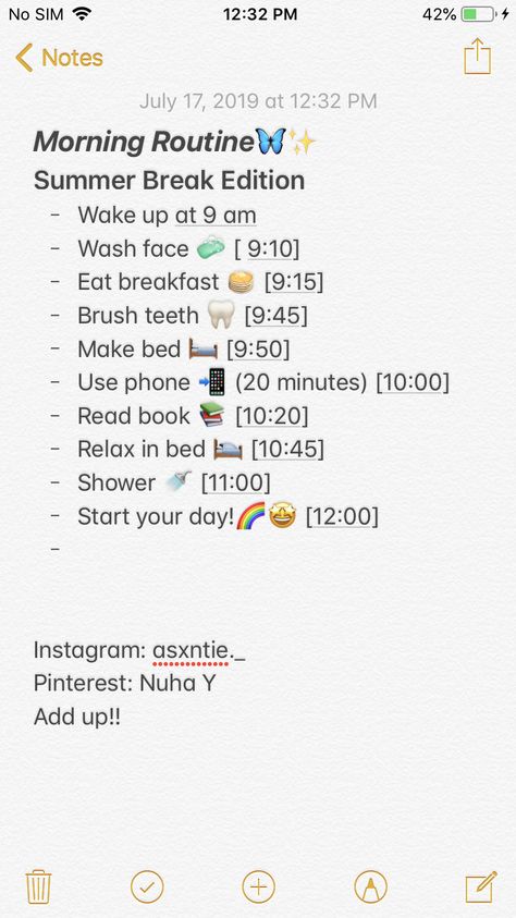 9 Am Morning Routine, Morning Routine 9am, 9am Morning Routine, Summer Routines, Healthy Routine Daily, Preppy Routines, Sleepover Stuff, Good Apps For Iphone, School Night Routine