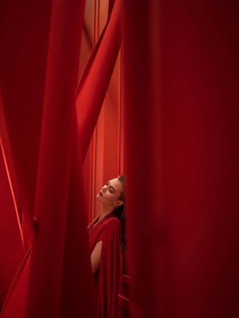 Red Studio, Red Curtains, Photoshoot Themes, Fashion Photography Inspiration, Photoshoot Concept, Pink Lady, New Paris, Cinematic Photography, Instagram Photo Inspiration