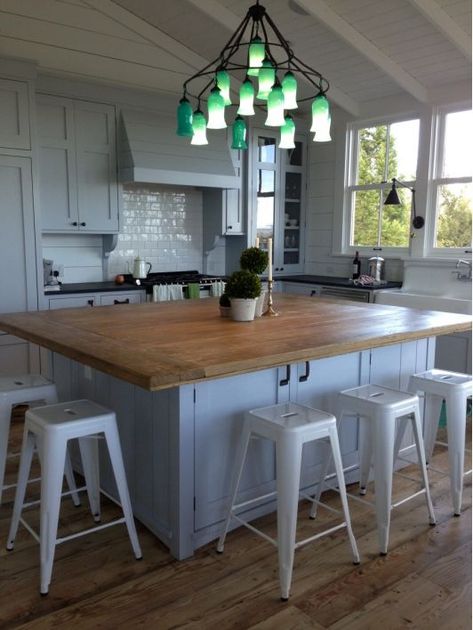 Kitchen Islands Ideas With Seating, Butcher Block Island Kitchen, Kitchen Island Bench, Island Table, Kitchen Island Table, Kitchen Island Bar, Large Kitchen Island, Cottage Shabby Chic, Kitchen Island With Seating