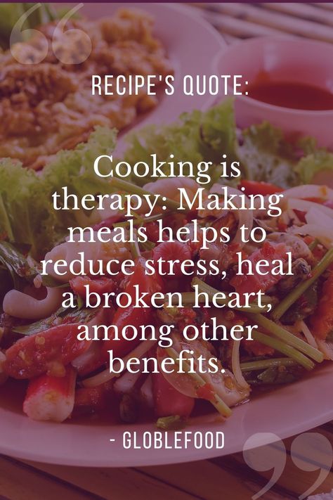 Cooking is therapy Making meals helps to reduce stress, heal a broken heart, among other benefits. #RECIPEQUOTES Cooking Is My Therapy Quotes, Food Captions, Therapy Quotes, Food Quotes, Dinner Recipes, Healing, Good Food, Quotes