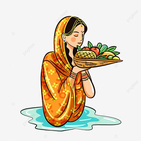 Chhath Puja, Songkran Festival, Holiday Png, Beauty Background, Red Indian, Fruit Illustration, Beautiful Goddess, Poster Background Design, Festival Posters