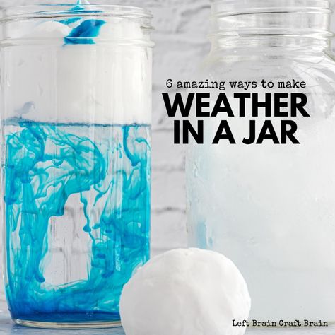 Kids will love these 6 amazing weather in a jar science experiments. Try rain in a jar, fake snow, make rainbows, clouds, tornadoes, and more! Rain In A Jar, Tornado In A Jar, Weather Experiments, Rainbow In A Jar, Weather Activities Preschool, Cloud In A Jar, Weather Activities For Kids, Brain Craft, Montessori Science