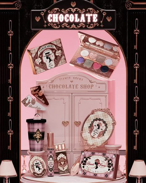 To be the makeup brand that guard everyone’s girlish heart that yearns for beauty and romance. Flower Knows Chocolate Shop, Box Package Design, Chocolate Makeup, Princess Sleeping Beauty, Makeup Gift Set, Punk Rock Princess, Rock Princess, Chocolate Flowers, Makeup Gift Sets