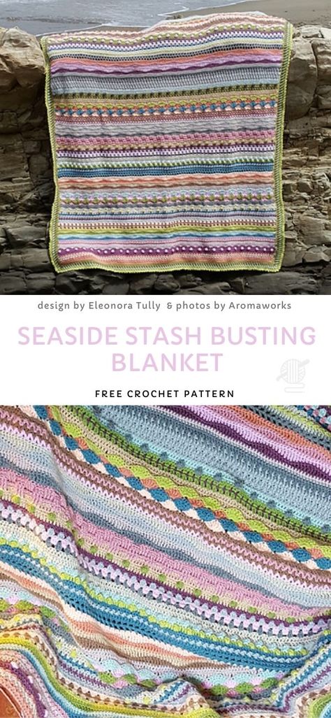 Energetic Crochet Blankes Free Patterns. This one is a very boho like version of this pattern. It's like a unique, greek mosaic. Perfect for a long day at the beach, or an autumn evening with a hot cup of tea.    #freecrochetpattern #blanket #CAL #throw Boho Blanket Crochet Pattern, Crochet Along 2023, Seaside Stash Busting Blanket, Crochet Borders For Blankets, Boho Crochet Patterns, Temperature Blanket, Blanket Craft, Manta Crochet, Crochet Patterns Free Blanket