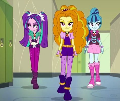 The Dazzlings Mlp, Mlp Dazzlings, Multiple Universes, Aria Blaze, Sonata Dusk, Adagio Dazzle, Short Grunge Hair, Zombie Disney, The Dazzling