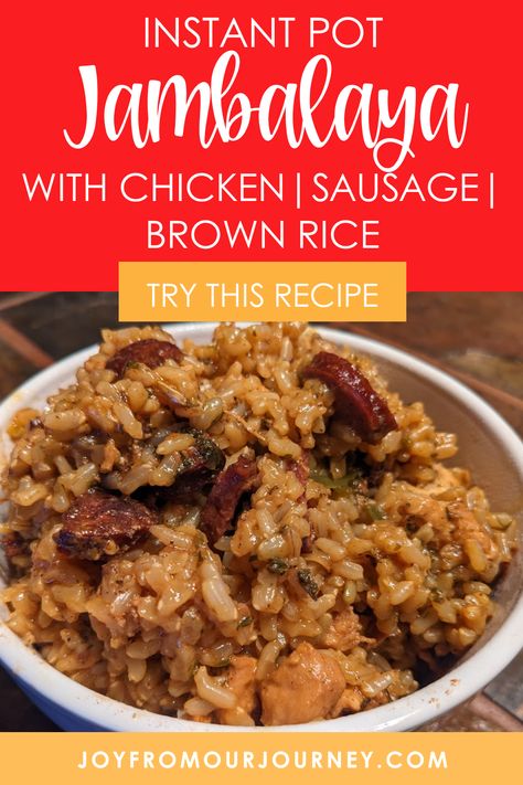 Looking for a delicious and easy recipe for jambalaya? Look no further than this instant pot jambalaya with sausage and chicken! Made with brown rice, this hearty and flavorful dish is perfect for any occasion. With your trusty instant pot, you can have a delicious meal on the table in no time. Whether you're a seasoned cook or just starting out, this jambalaya recipe is sure to be a hit with everyone in your household. So grab your ingredients and get cooking today! #food #recipes #instantpot Brown Jambalaya Recipe, Brown Rice Jambalaya, Recipe For Jambalaya, Jambalaya Recipe Instant Pot, Instant Pot Jambalaya, Lite Recipes, Chicken Jambalaya, Jambalaya Recipe Easy, Slow Cooker Jambalaya