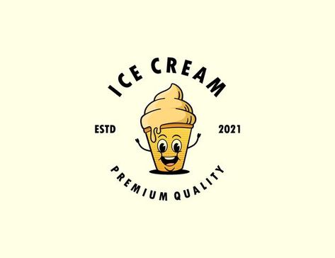 Retro ice cream character logo template | Premium Vector #Freepik #vector #background Retro Logo Design Ideas, Ice Cream Character Illustration, Retro Ice Cream Illustration, Retro Ice Cream Logo, Ice Cream Character Design, Ice Cream Mascot, Ice Cream Character, Cream Tshirt, Retro Ice Cream