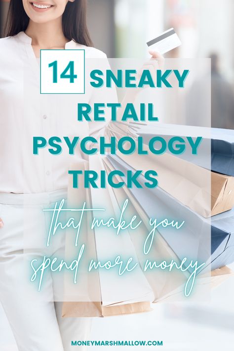 From slow music to sneaky pricing tactics, shops use various retail psychology tricks to make you spend more money in their stores. Click to find out their secrets! Money Tips | Retail Tips & Tricks | Retail Psychology | Smart Spending | Shopping Tricks Slow Music, Psychology Tricks, Saving Money Diy, Money Saving Challenge, Create A Budget, Frugal Tips, Budgeting Money, Smart Money, Budgeting Tips