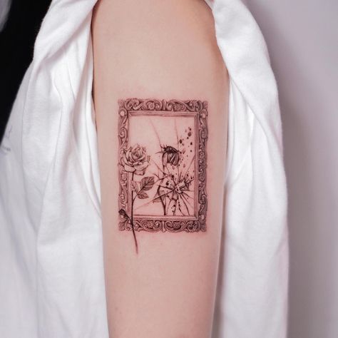 Skull In Mirror Tattoo, Shattered Mirror Tattoo, Shattered Glass Tattoo, Frame Tattoo Design Square, Vintage Frame Tattoo, Mosaic Tattoo, Mirror Tattoo, Wind Tattoo, Mirror Tattoos