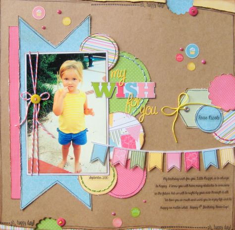 LO - My Wish For You Scrapbooking Recipes, Girly Scrapbook, Birthday Scrapbook Layouts, Birthday Scrapbook Pages, For Birthday Card, Douglas Lake, Dt Projects, Birthday Card Ideas, Scrapbook Design Layout