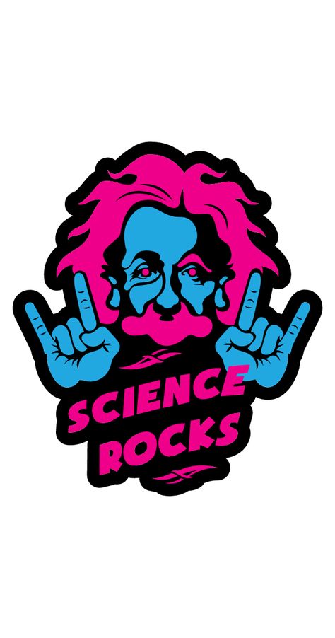 Funny sticker with Albert Einstein and the slogan "Science Rocks!" After all, science is really cool. Just think how much benefit it has brought to humanity.. #Science #AlbertEinstein Cartoon Pencil Drawing, Slogan Ideas, Google Pixel Wallpaper, Cricut Projects Easy, Cool Slogans, Black Spiderman, Glitch Wallpaper, Desain Editorial, Cubism Art