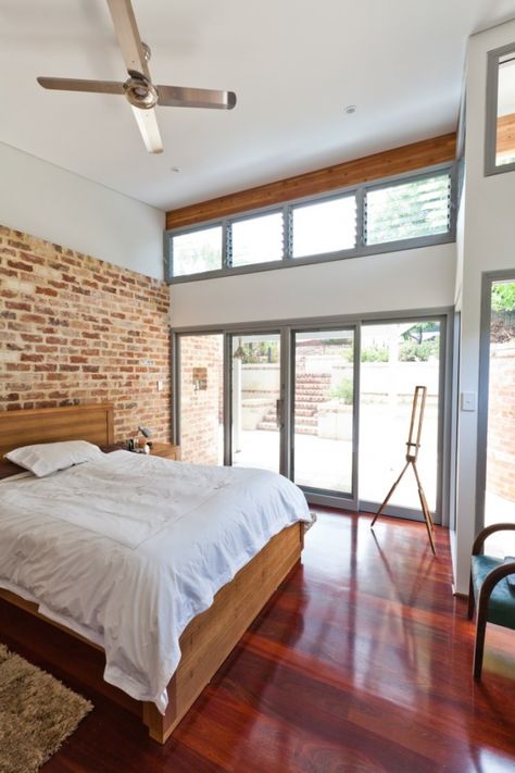 Redwood Floor Bedroom, Redwood Floors Living Room, Jarrah Floors Interior, Jarrah Floorboards, Ugly Bedroom, Sorrento House, Floor Bedroom Ideas, Sanctuary House, Home Wall Colour