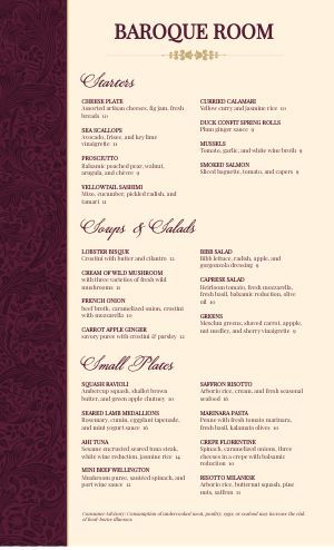 Fine Dining Menu Templates with Elegant Style - MustHaveMenus Fine Dining Menu Design, Main Course Menu, Fine Dining Menu, Menu Design Layout, Cosmic Cowboy, Hotel Menu, Dance Logo, Dining Menu, Food Ad