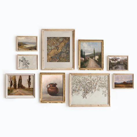 PRICES MAY VARY. [READY TO BE FRAMED]: Our gallery wall art come in standard sizes: 2 pcs of 11"x14", 3 pcs of 8"x10", and 4 pcs of 6"x8", making them easy to frame and display on your walls as soon as they arrive. Transform your walls into an art gallery with our collection of high-quality prints and posters that will elevate your space and bring it to life. [ELEVATE YOUR LIVING SPACE]: Add a touch of elegance and sophistication to your living space with our vintage and moody decor posters, per French Country Wall Decor, European Decor, Vintage Gallery, House Decor Modern, Country Wall Decor, Gallery Wall Art Set, Gallery Wall Prints, Country Landscaping, Gallery Wall Art