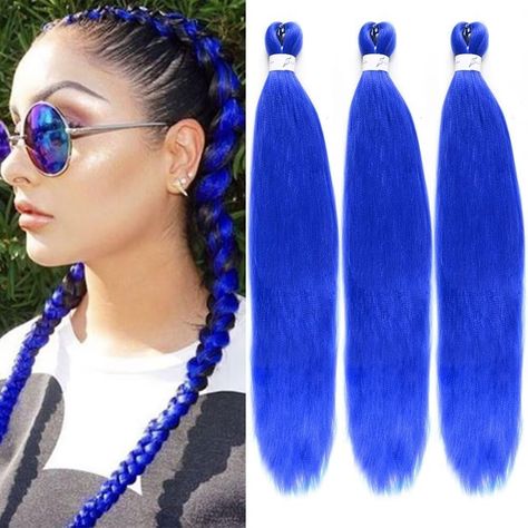 PRICES MAY VARY. �💓 【High Quality Fiber】: Blue Braiding Hair Pre stretched made with high quality low temperature flame-retardant synthetic fiber. light, abundant, durable and comfortable. Natural looking and feels soft as human hair. 💓 【Hair Feature】: Pre stretched Braiding Hair is Light weight and very soft hair; will not cause discomfort to your scalp. No vinegar dipping process needed and save your time. Lasting freshness without skin Irritation. can be made into the locs you want, Boho box Yaki Braids, Blue Braiding Hair, All Blue Colors, Pre Stretched Braiding Hair, Tail Braids, Color Extensions, Braiding Hair Extensions, Braids With Extensions, Braids Hair