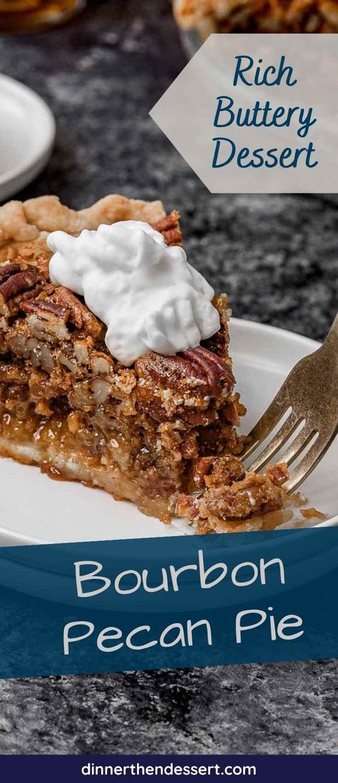 Bourbon Pecan Pie is a yummy take on the classic version. Its rich, buttery, bourbon filling will make it the most popular treat at any party! Bourbon Pear Pie, Southern Bourbon Pecan Pie, Kentucky Bourbon Pie Southern Living, Rum Pecan Pie Recipe, Utterly Deadly Southern Pecan Pie Recipe, Kentucky Bourbon Pecan Pie Recipe, Food With Bourbon, Bourbon Walnut Pie, Kentucky Bourbon Pie Recipes