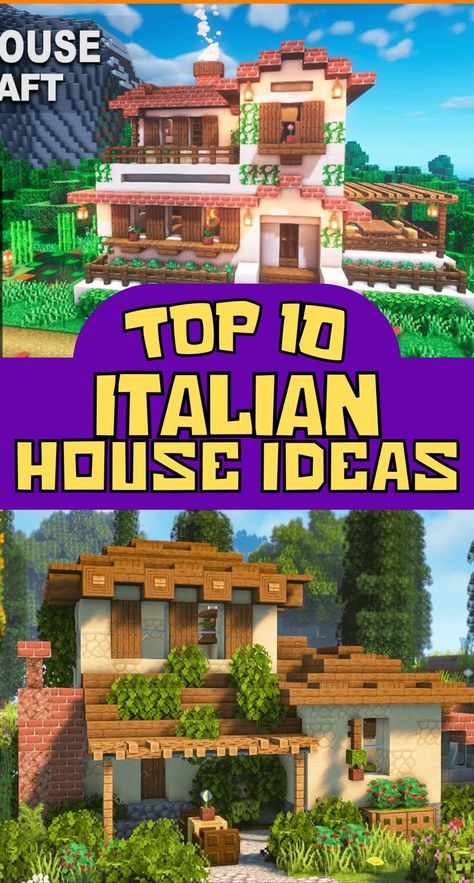 Welcome to Minecraft building tutorials! In this article, we will give you some ideas to get a beautiful Minecraft Italian house! Italian House Ideas, Minecraft Italian, Minecraft Building Tutorials, Cottage Minecraft, Minecraft House Ideas, Diy Minecraft, Cool Minecraft Houses, Italian House, Italian Village