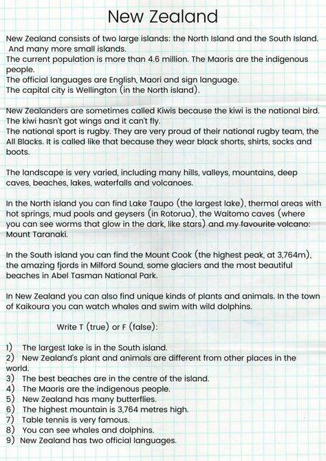 NZ information 4 worksheet Nz History, History Worksheets, World Geography, English Reading, Comprehension Worksheets, Reading Comprehension Worksheets, School Subjects, Teaching Tips, Teaching English