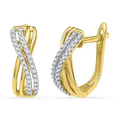 1/5 Carat (Ctw J-K, I2-I3) Diamond Huggy Hoop Earrings In 10k Yellow Gold; These Diamond Hoop Earrings Feature 64 Sparkling Diamonds For 1/5 Carat (Ctw) Combined With Crisp 10k Yellow Gold. A Great Pair Of Earrings For Every Day Wear.; Beautifully Crafted In 10k Yellow Gold With A Polished Finish; Stone Type: Diamond; Color: J-K; Clarity: I2-I3; .20 Ctw; Quantity: 64; Brilliant Cut; Round Shape; Natural; Pave Setting; This Item Ships Directly From The Usa. If You Are Not Completely Satisfied, Si Cluster Earring, Bali Earrings, Diamond Cluster Earrings, Kay Jewelry, Studs Gold, Aquamarine Earrings, Tiny Stud Earrings, Diamond Hoop Earrings, Opal Earrings