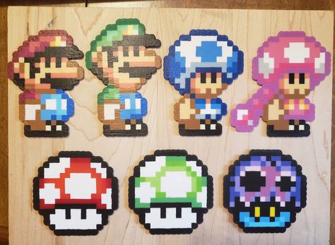 Visually pleasing sprites from the Super Mario World style in Super Mario Maker 2!  I'm really happy with how the toads came out especially.  For an additional 50 cents, you can get it as a magnet! Super Mario Maker 2, Perler Bead Mario, Perler Designs, Pattern Game, Perler Creations, Melty Bead Patterns, Pearl Beads Pattern, Easy Perler Beads Ideas, Art Perle