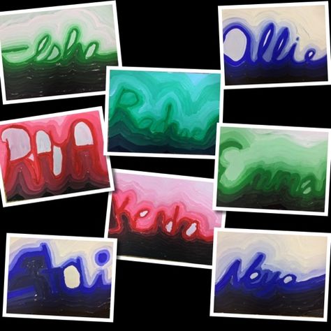 Fifth graders have been creating monochromatic tempera paintings we are calling "Names in Neon," since they resemble the glow of a neon sign... Activities For 1st Graders, Wow Painting, 3rd Grade Art Lesson, Monochromatic Painting, Art Handouts, Art Teaching Resources, Artists Painting, Monochromatic Art, 2023 Art