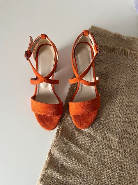 Orange Block Heel Orange Wedding Shoes Orange Heel Orange - Etsy Australia Orange Wedding Heels, Burnt Orange Wedding Shoes, Burnt Orange Shoes, Burnt Orange Heels, Orange Wedding Shoes, Orange High Heels, Orange Sandals, Shoes Orange, Orange Heels