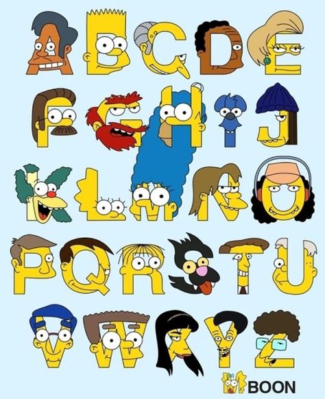 Learning The Alphabets Through Movies - 55+ Designs of abcdefghijklmnopqrstuvwxyz  <3 <3 Drawing Fonts, The Simpsons Characters, Alphabet Art Print, Disney Alphabet, Simpsons Characters, Desain Buklet, Graffiti Alphabet, Idee Cosplay, Alphabet Art