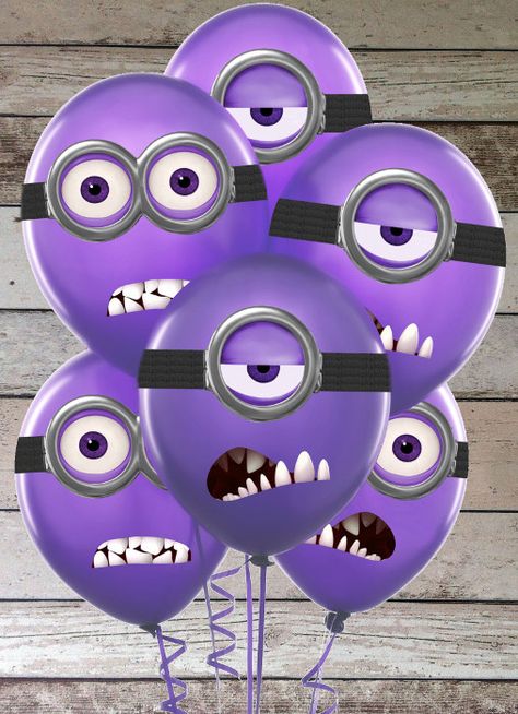 INSTANT DOWNLOAD Despicable Me Evil Minions Goggles Mouths Printable Birthday Party Stickers for Balloons & Decoration Happy Birday, Minion Balloons, Halloween Villains, Evil Minion, Purple Minion, Despicable Me Party, Purple Minions, Minions Party, Minion Theme