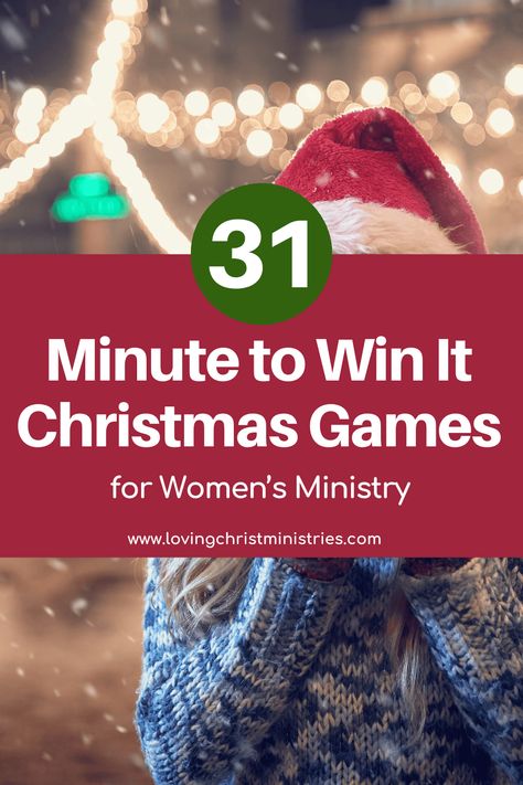 Get your holiday spirit in gear with these best minute to win it Christmas games, perfect for your next Christmas women's ministry event. #christmasminutetowinit #christmasgames Christian Christmas Games For Women, Christmas Games For Womens Ministry, Christmas Womens Ministry Ideas, Christmas Games For Women, Christian Christmas Party Games, Ice Breakers For Women, Minute To Win It Christmas, Christmas Minute To Win It, Christian Christmas Games