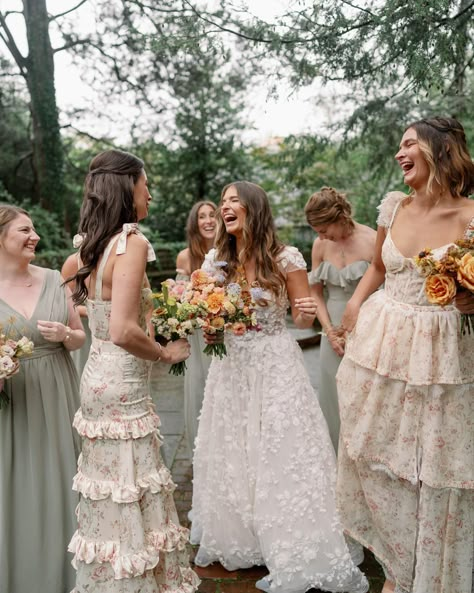 Sydney + Kenneth || 9.23.23 🌸✨ Venue | @hollyhedgeestate Planner | @hilleventco Photography | @lizandolinaphotography Videography |… | Instagram Garden Themed Wedding Dress, Fall Floral Bridesmaid Dresses, Garden Party Wedding Bridesmaid, Bridesmaid Aesthetic, Garden Wedding Photos, Bohemian Bridesmaid Dress, Bridesmaid Poses, Ivory Bridesmaid Dresses, Floral Bridesmaid Dresses