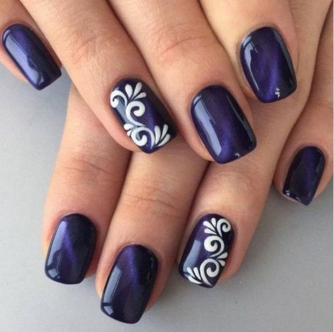 Nail Polish Ideas Easy, Blue Nail Art Designs, Dark Blue Nails, Blue Nail Art, Colorful Nails, Her Nails, Best Nail Art Designs, Super Nails, Blue Nail