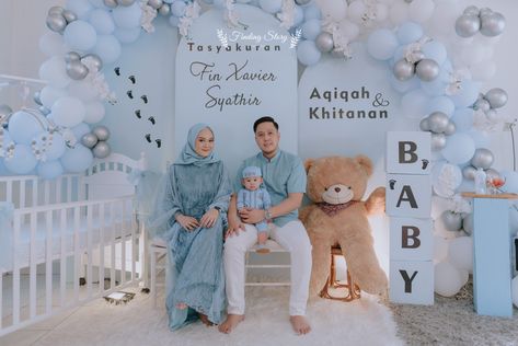 Pelamin Aqiqah Simple, Tasyakuran Aqiqah Decor, Backdrop Aqiqah Simple, Dekor Aqiqah Baby Boy, Dekorasi Aqiqah Baby Boy, Aqiqah Decoration Simple, Decor Aqiqah Baby Boy, Akikah Decoration, Aqeeqah Party Ideas