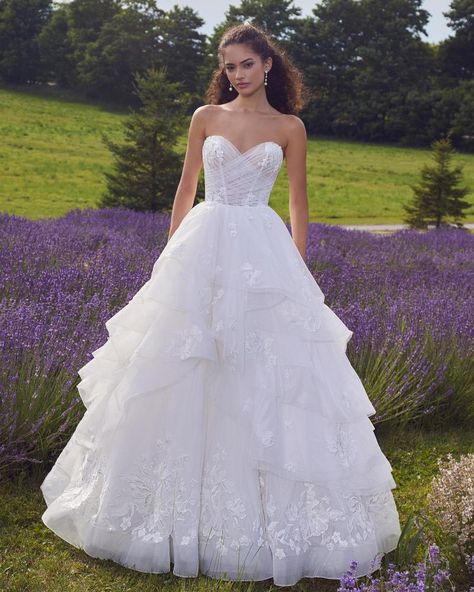 Disney Fairytale Wedding, Disney Fairytale Wedding Dress, Fairytale Wedding Dress, Princess Ball Gowns Wedding Dress, Calla Blanche, Long Sleeve Ball Gowns, Fairy Tale Wedding Dress, Ruffle Wedding Dress, Layered Tulle Skirt